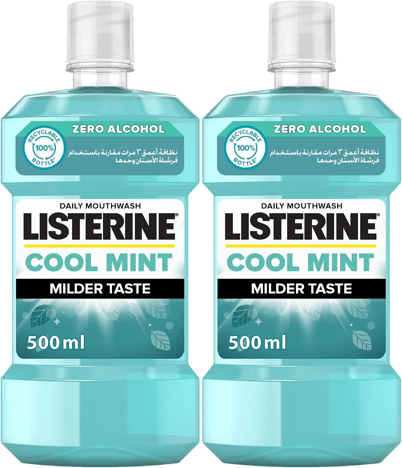 دهانشویه Listerine طعم نعنای خنک بسته 2×500ml دهانشویه Listerine طعم نعنای خنک بسته 2×500ml