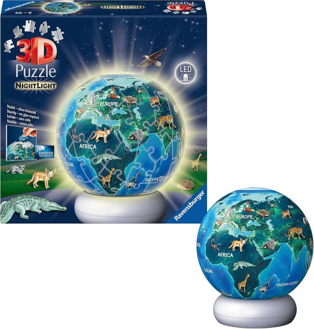 پازل سه بعدی توپی Ravensburger با نور LED مدل Puzzleball Night land 40-99 تکه پازل سه بعدی توپی Ravensburger با نور LED مدل Puzzleball Night land 40-99 تکه