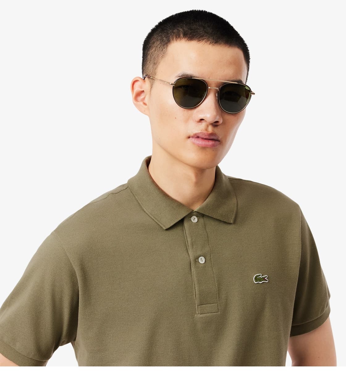 پولو مردانه Lacoste فیت کلاسیک خاکی مدل L.12.12 پولو مردانه Lacoste فیت کلاسیک خاکی مدل L.12.12