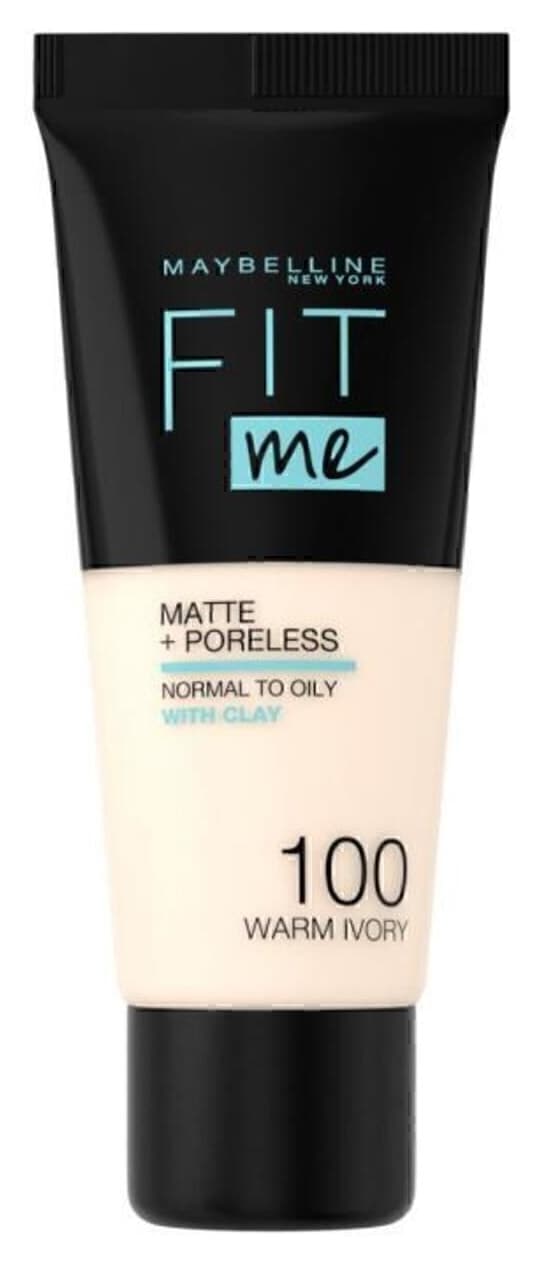 فوندیشن Maybelline New York Fit Me Matte Poreless رنگ 100 عاجی گرم فوندیشن Maybelline New York Fit Me Matte Poreless رنگ 100 عاجی گرم