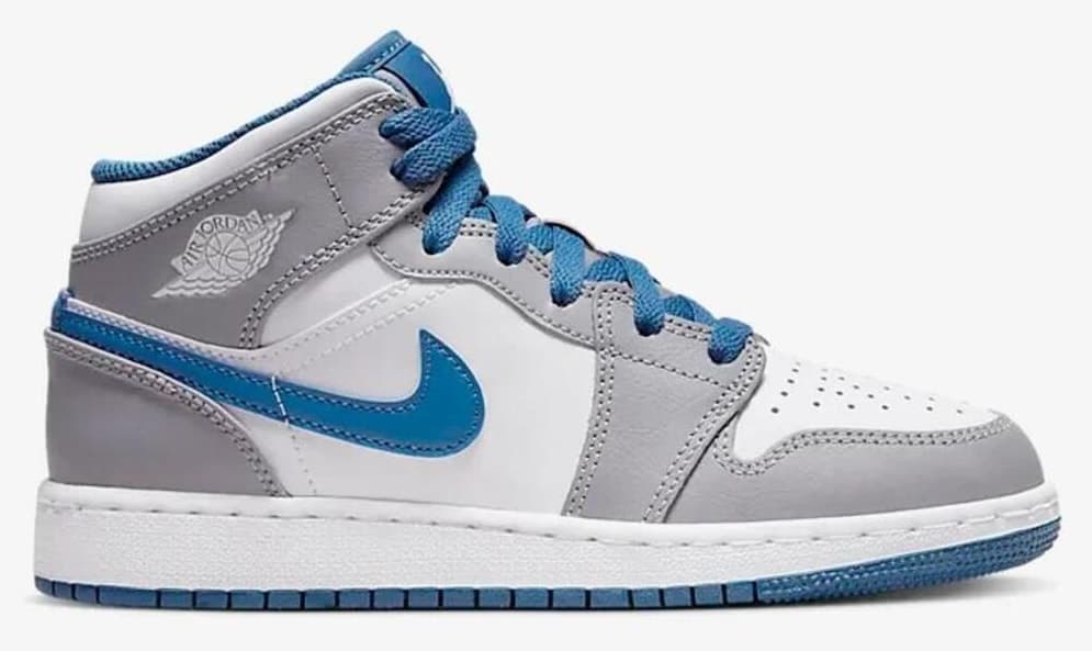کفش بسکتبال زنانه Nike آبی سیمانی Air Jordan 1 Mid True GS کفش بسکتبال زنانه Nike آبی سیمانی Air Jordan 1 Mid True GS