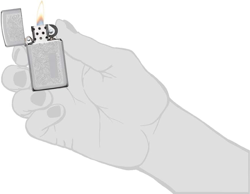 فندک Zippo مدل 1652 نقرهای ونیزی کرومدار فندک Zippo مدل 1652 نقرهای ونیزی کرومدار