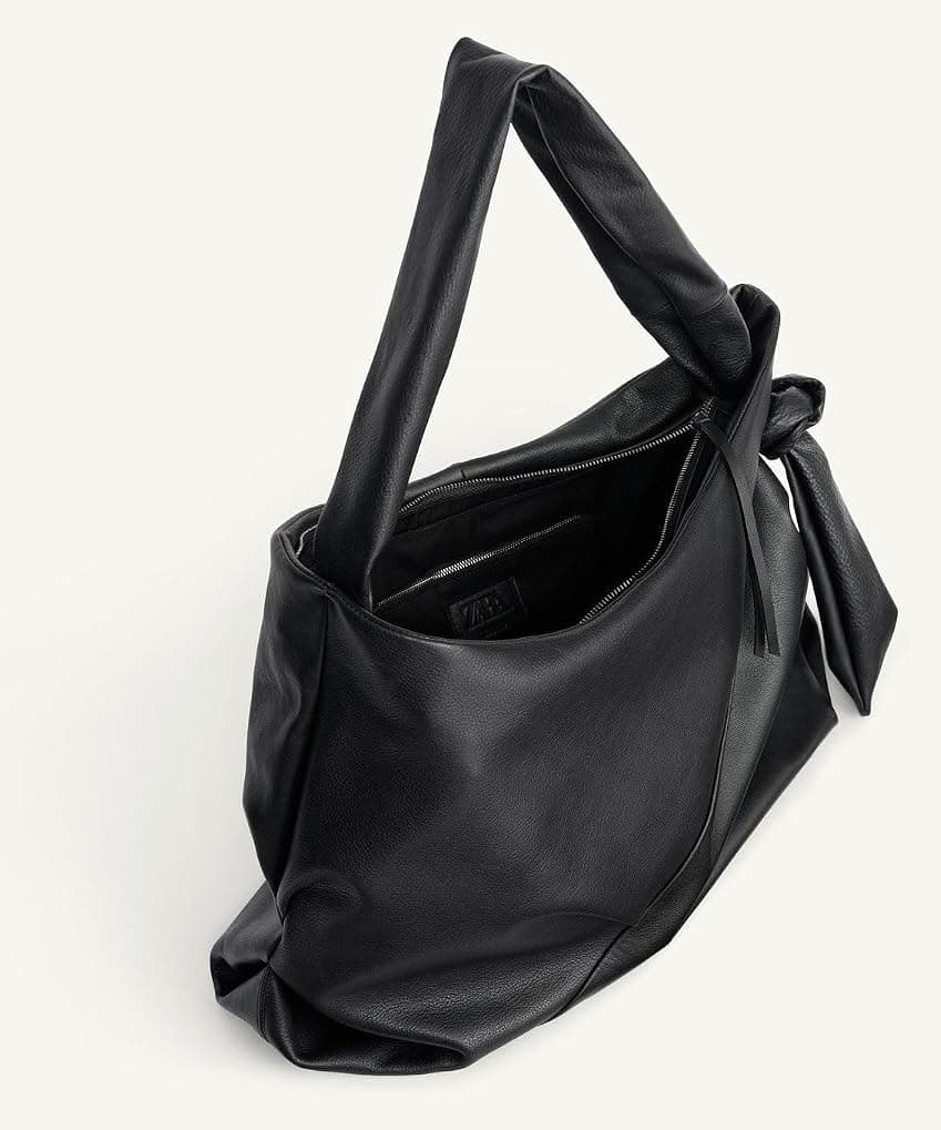 کیف توت زنانه ZARA چرمی مشکی سایز استاندارد کیف توت زنانه ZARA چرمی مشکی سایز استاندارد
