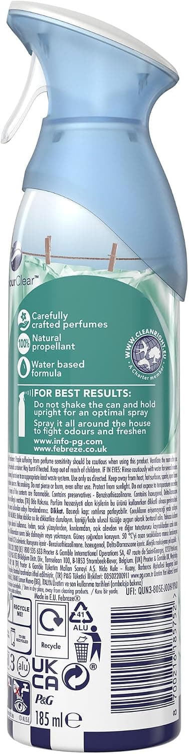 اسپری خوشبوکننده هوا Febreze رایحه تمیز چارشنب 185ml اسپری خوشبوکننده هوا Febreze رایحه تمیز چارشنب 185ml