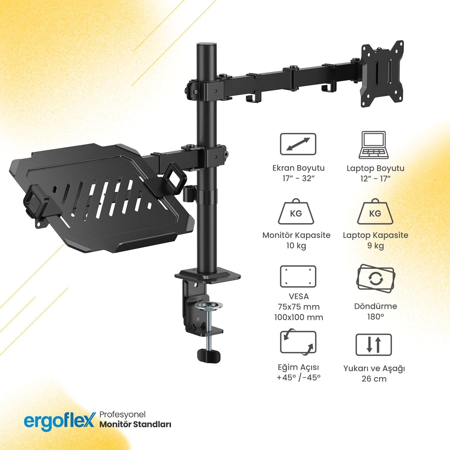 پایه نگهدارنده مانیتور و استند لپتاپ ergoflex دو بازو مدل A74L پایه نگهدارنده مانیتور و استند لپتاپ ergoflex دو بازو مدل A74L