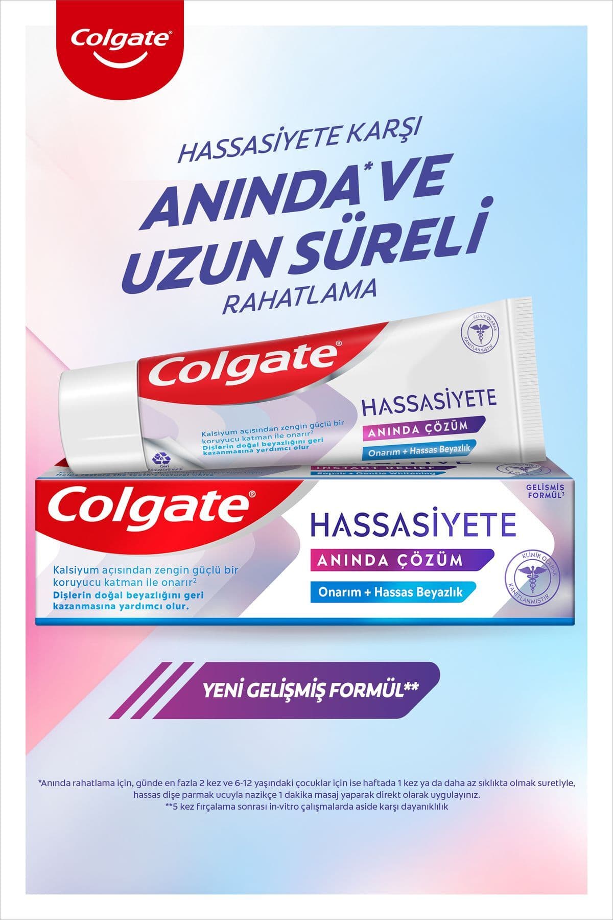 خمیر دندان Colgate تسکین فوری حساسیت و ترمیمکننده با سفیدکنندگی ملایم 75ml×2 عددی خمیر دندان Colgate تسکین فوری حساسیت و ترمیمکننده با سفیدکنندگی ملایم 75ml×2 عددی