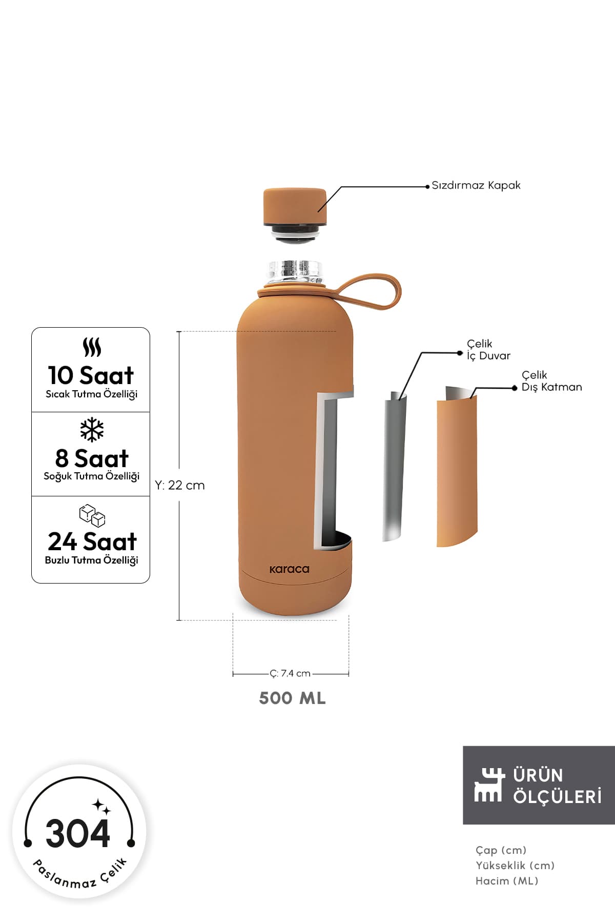 فلاسک استیل ضدنشت Karaca Aly Soft Touch 500 ml به رنگ موکا موس فلاسک استیل ضدنشت Karaca Aly Soft Touch 500 ml به رنگ موکا موس