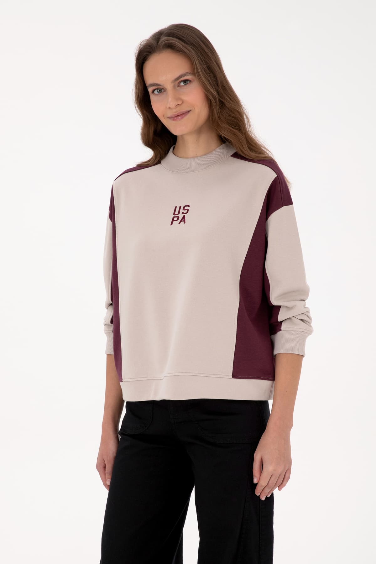 سوئیشرت زنانه U.S. Polo Assn. بوردو یقه گرد مدل 50314951-VR177 سوئیشرت زنانه U.S. Polo Assn. بوردو یقه گرد مدل 50314951-VR177