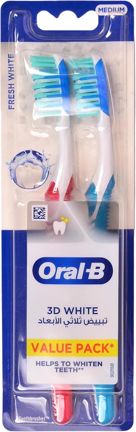 مسواک دستی Oral-B 3D White Fresh مدل 40 با برس متوسط بسته 2 عددی مسواک دستی Oral-B 3D White Fresh مدل 40 با برس متوسط بسته 2 عددی