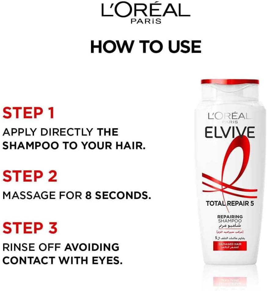 شامپو و نرمکننده L’Oréal Paris Elvive Total Repair 5 ترمیمکننده موهای آسیبدیده و دارای موخوره 400ml + 360ml شامپو و نرمکننده L’Oréal Paris Elvive Total Repair 5 ترمیمکننده موهای آسیبدیده و دارای موخوره 400ml + 360ml