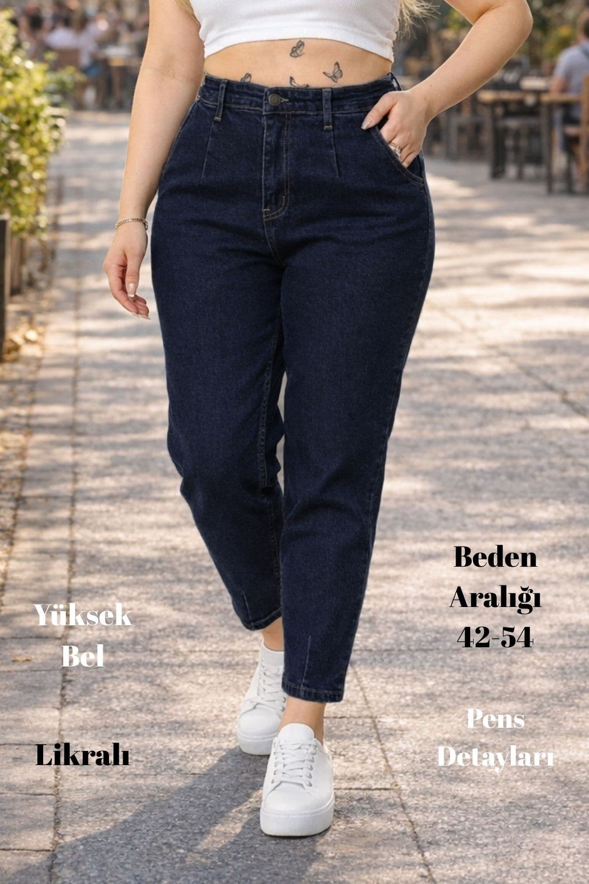 شلوار جین سایز بزرگ CEDY DENIM مامفیت کمر بلند با برش هویجی، دمپا تنگ، پیلیدار و کشی مدل C600 سرمهای شلوار جین سایز بزرگ CEDY DENIM مامفیت کمر بلند با برش هویجی، دمپا تنگ، پیلیدار و کشی مدل C600 سرمهای