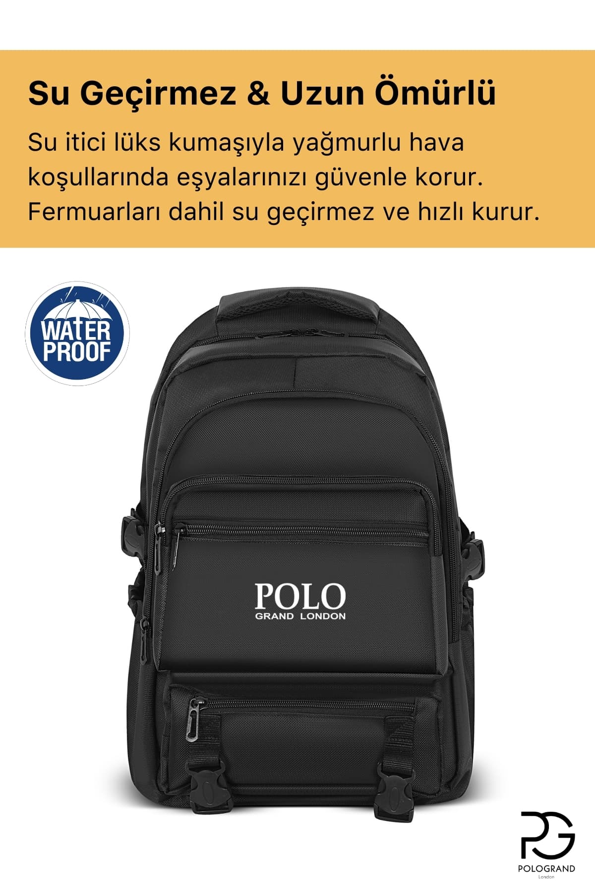 کولهپشتی یونیسکس POLOGRAND London چندجیبی حجم بالا ضدآب ارتوپدی ورزشی لپتاپ کولهپشتی یونیسکس POLOGRAND London چندجیبی حجم بالا ضدآب ارتوپدی ورزشی لپتاپ