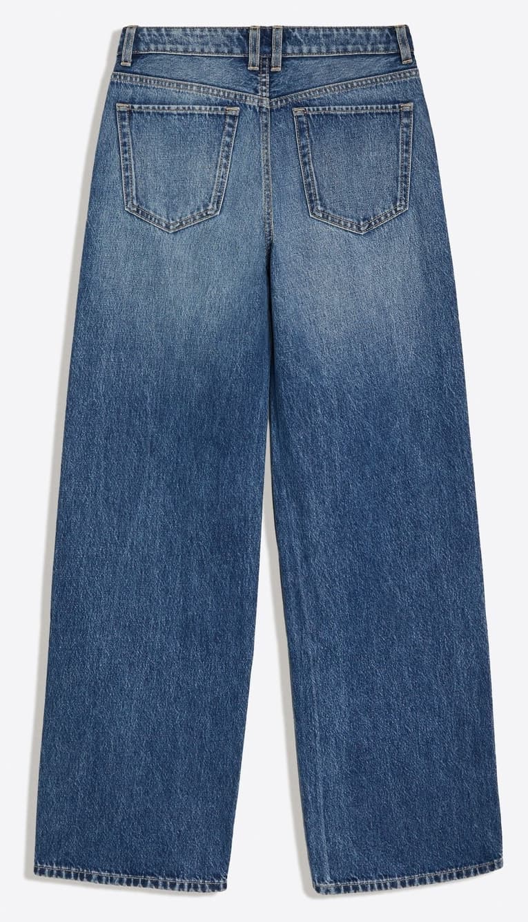 شلوار جین زنانه Bershka کمر بلند فیت استریت پاچه گشاد شلوار جین زنانه Bershka کمر بلند فیت استریت پاچه گشاد