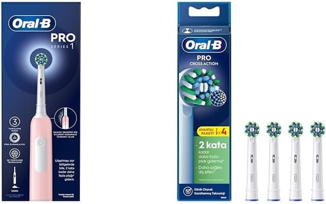 مسواک برقی صورتی Oral-B Pro Series 1 با طراحی Braun، 1 سری مسواک و 4 سری یدک Cross Action X-Filament مسواک برقی صورتی Oral-B Pro Series 1 با طراحی Braun، 1 سری مسواک و 4 سری یدک Cross Action X-Filament