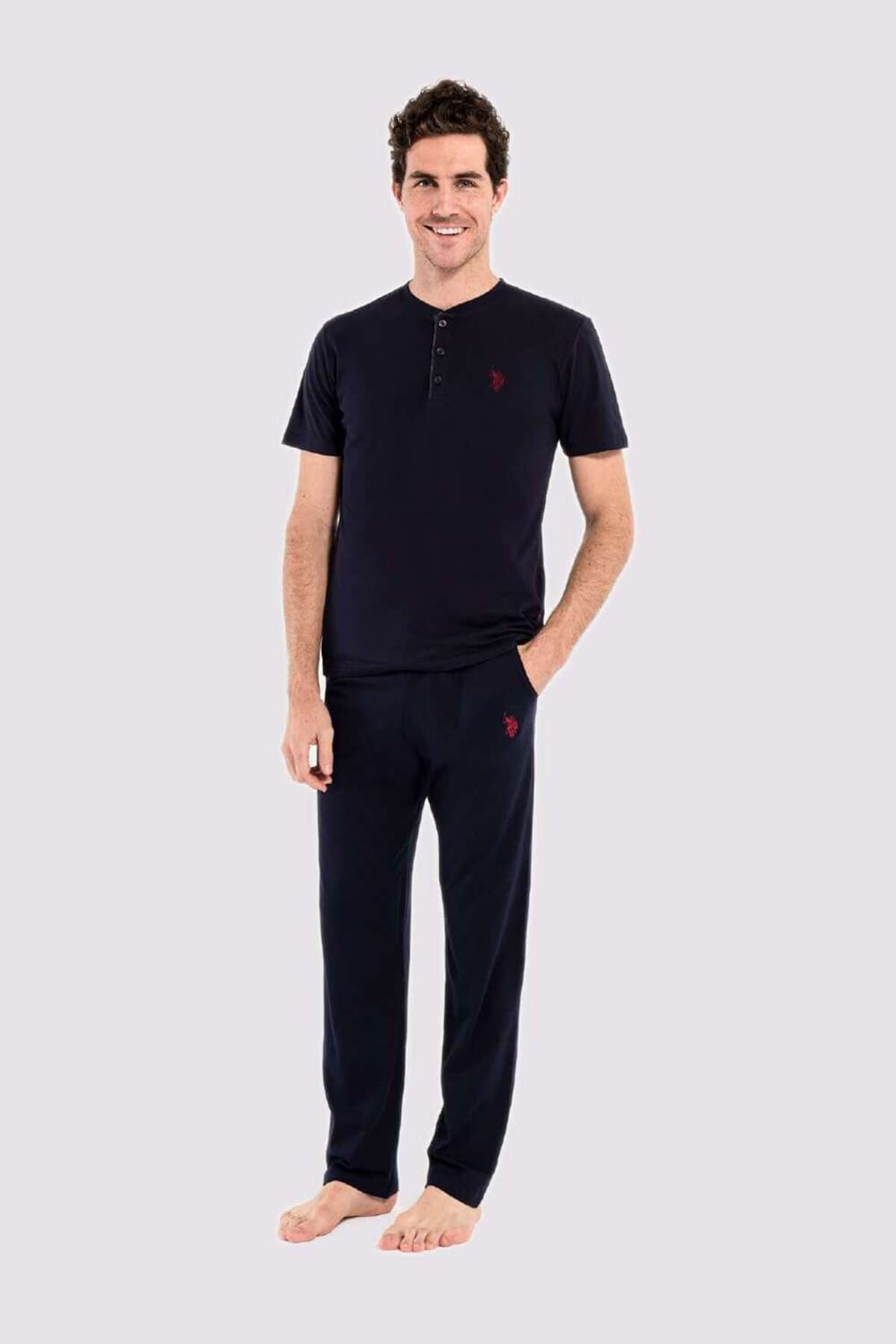 ست پیژامه مردانه U.S. Polo Assn. سرمهای 3 تکه ست پیژامه مردانه U.S. Polo Assn. سرمهای 3 تکه