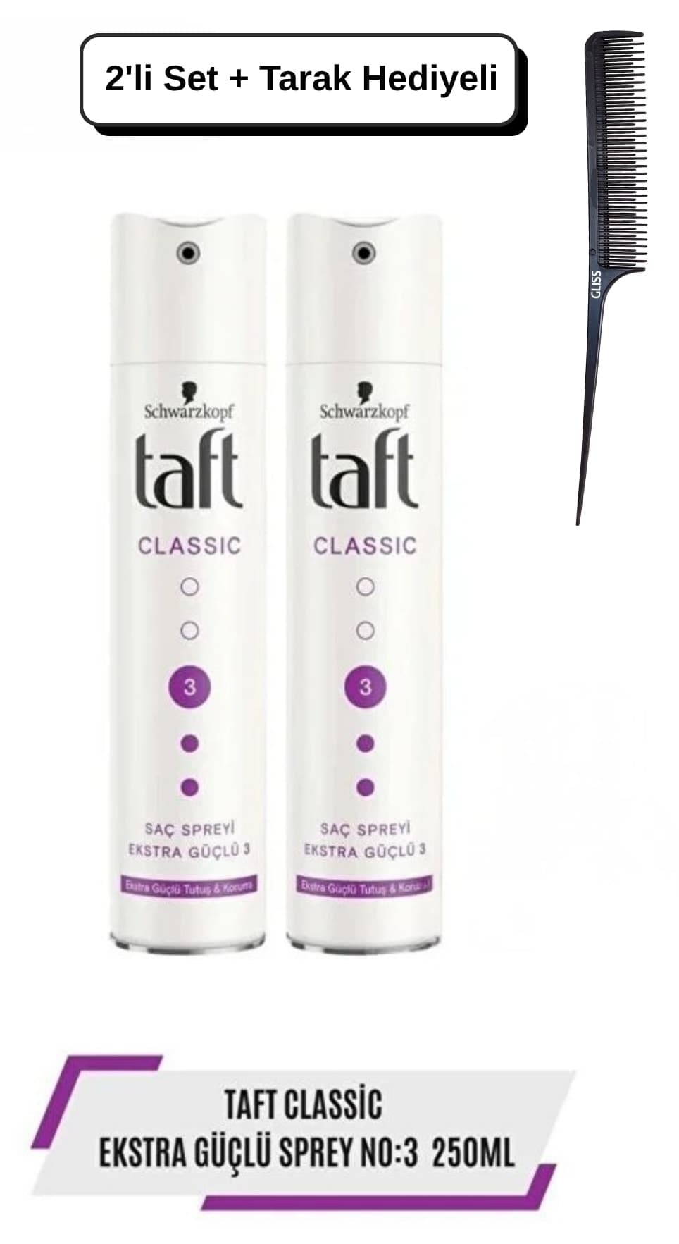 اسپری Taft Classic با قدرت فوقالعاده، بسته 2 عددی 250 ml بههمراه شانه اسپری Taft Classic با قدرت فوقالعاده، بسته 2 عددی 250 ml بههمراه شانه