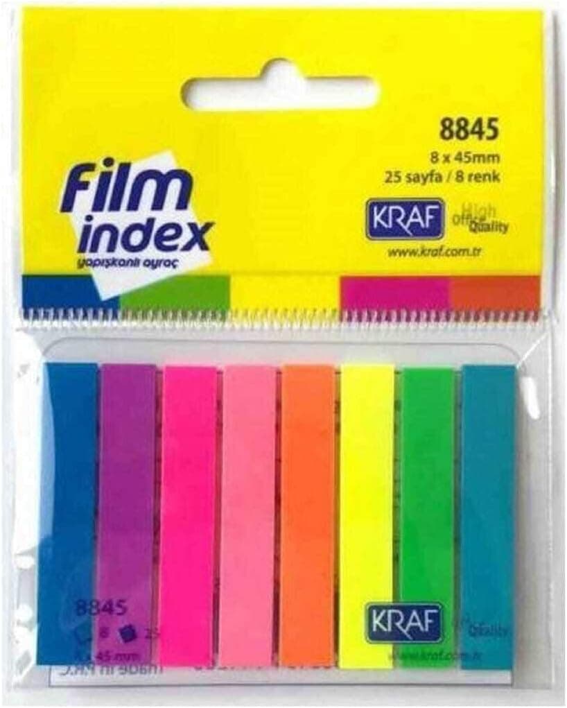 نشانگر صفحه فیلمی چسبدار Kraf، ۸ رنگ، ۲۵ برگ نشانگر صفحه فیلمی چسبدار Kraf، ۸ رنگ، ۲۵ برگ