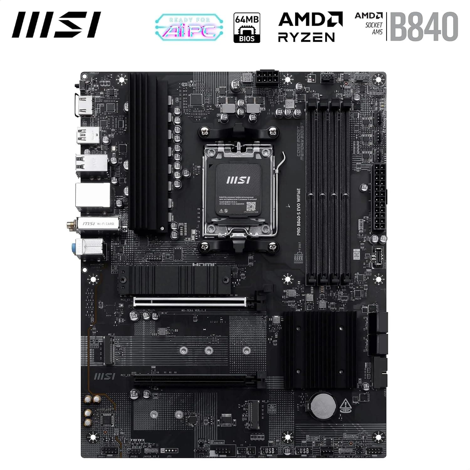 مادربرد MSI با سوکت AM5 و حافظه DDR5 مدل PRO B840-S EVO WIFI6E ATX مادربرد MSI با سوکت AM5 و حافظه DDR5 مدل PRO B840-S EVO WIFI6E ATX