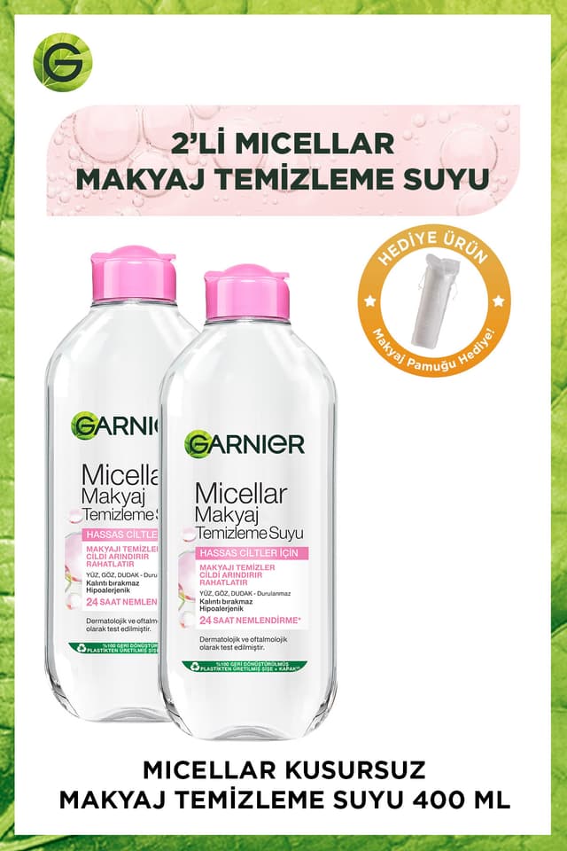 ست دوتکه پاککننده آرایش میسلار Garnier شامل آب پاککننده 400 Ml و پد پاککننده آرایش ست دوتکه پاککننده آرایش میسلار Garnier شامل آب پاککننده 400 Ml و پد پاککننده آرایش