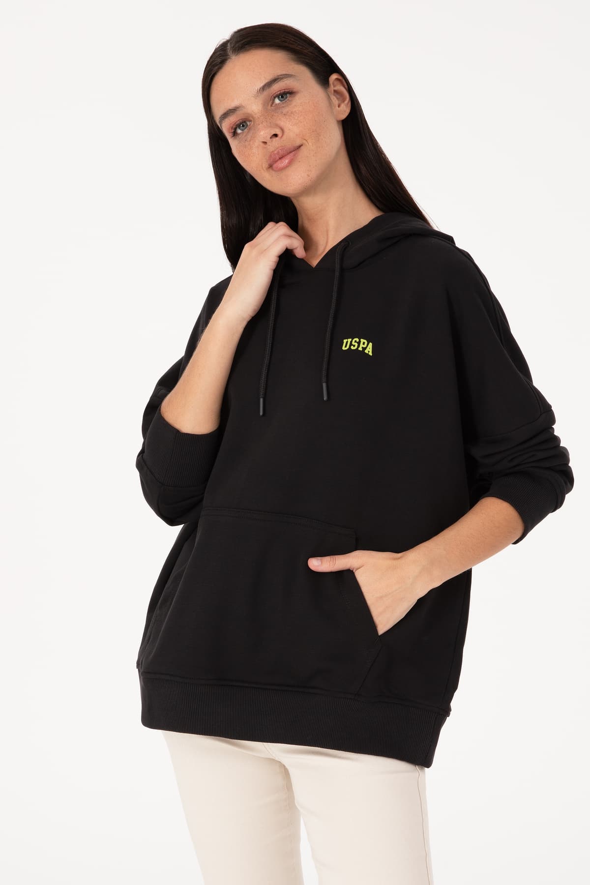 سوئیشرت زنانه U.S. Polo Assn. مشکی کلاهدار بیسیک مدل 50297324-VR046 سوئیشرت زنانه U.S. Polo Assn. مشکی کلاهدار بیسیک مدل 50297324-VR046
