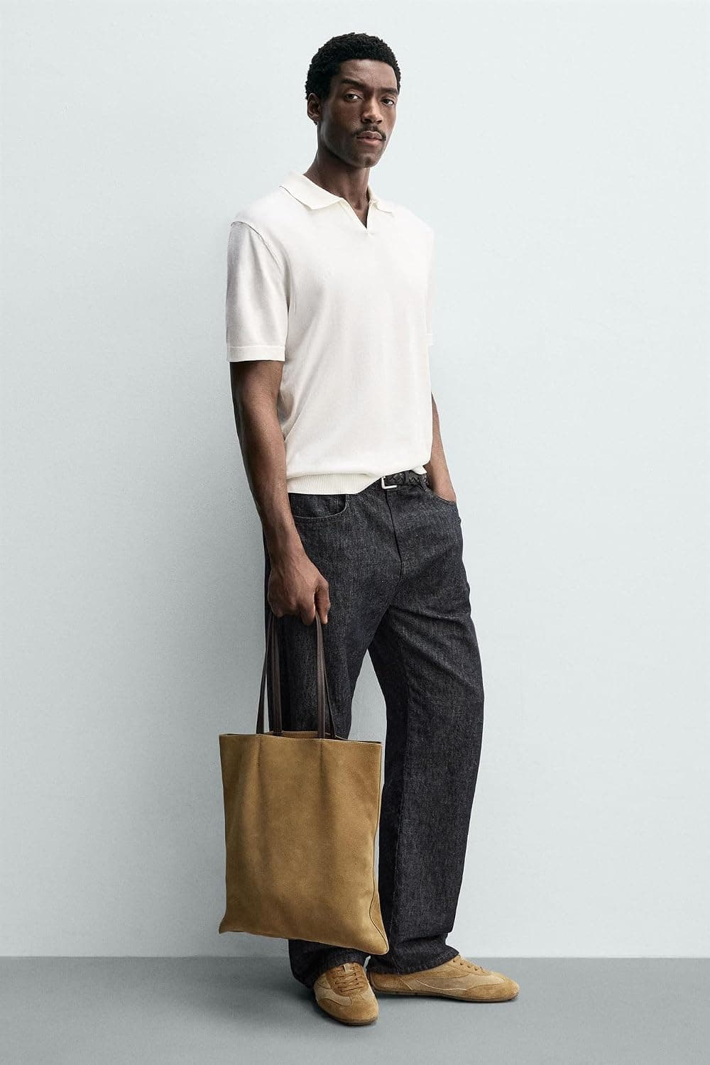 کیف Tote چرمی زنانه Zara قهوهای توتونی کیف Tote چرمی زنانه Zara قهوهای توتونی