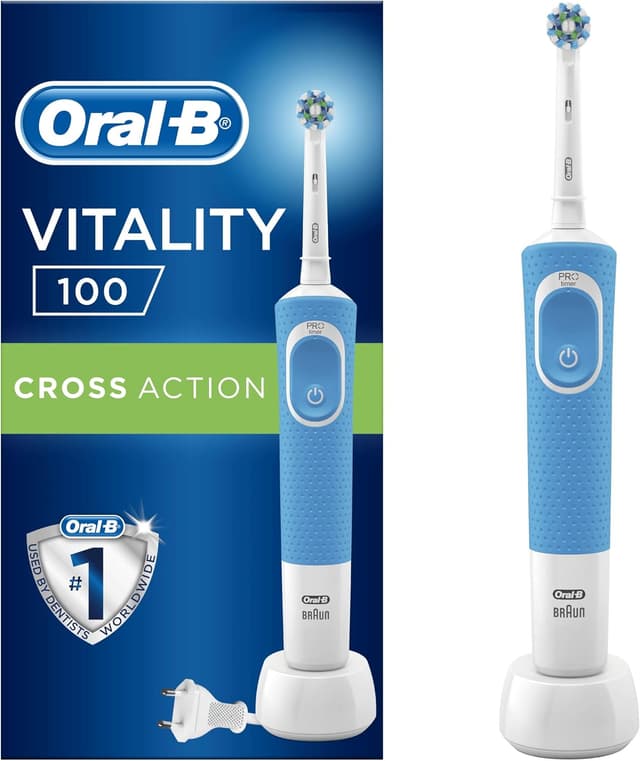 مسواک برقی Oral-B با ۱ دسته و ۲ سری متقاطع، ۱ حالت، تمیزکنندگی 2D، دوشاخه UK، آبی و سفید مسواک برقی Oral-B با ۱ دسته و ۲ سری متقاطع، ۱ حالت، تمیزکنندگی 2D، دوشاخه UK، آبی و سفید