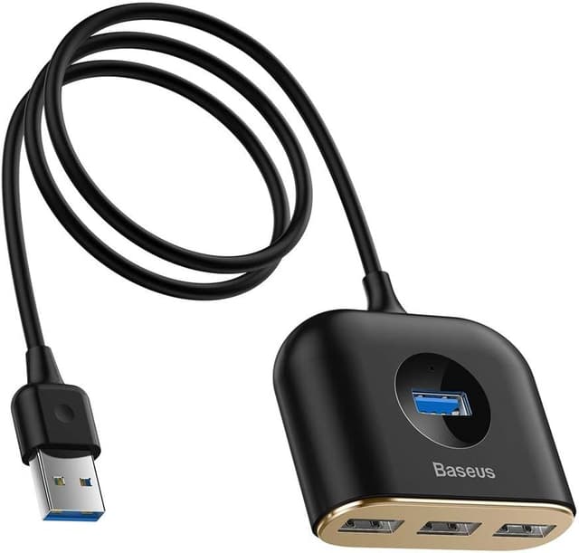 هاب USB چهارکاره Baseus Square round با 1×USB3.0 و 3×USB2.0، 1m، مشکی هاب USB چهارکاره Baseus Square round با 1×USB3.0 و 3×USB2.0، 1m، مشکی