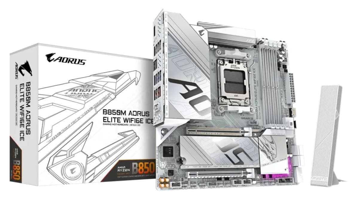 مادربرد Gigabyte گیمینگ سوکت AM5 وایفای 6E 8200MHz B850M Aorus Elite ICE مادربرد Gigabyte گیمینگ سوکت AM5 وایفای 6E 8200MHz B850M Aorus Elite ICE