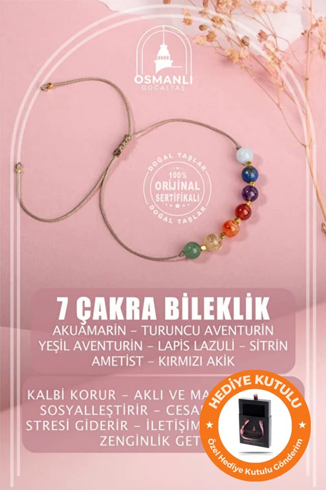 دستبند ۷ چاکرا OSMANLI DOĞAL TAŞ دستساز با جعبه دستبند ۷ چاکرا OSMANLI DOĞAL TAŞ دستساز با جعبه