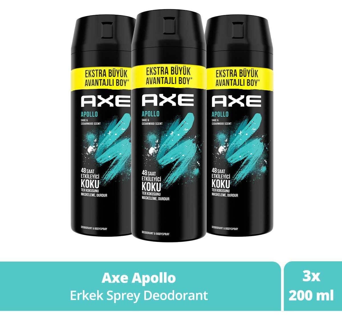 اسپری دئودورانت مردانه Axe با رایحه جذاب ۴۸ ساعته Apollo 200 ml x3 اسپری دئودورانت مردانه Axe با رایحه جذاب ۴۸ ساعته Apollo 200 ml x3