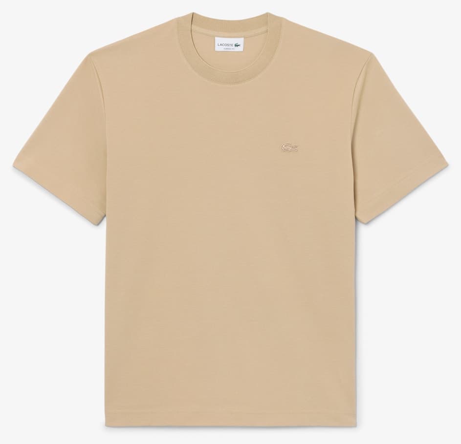 تیشرت مردانه Lacoste فیت کلاسیک یقه گرد بژ تیشرت مردانه Lacoste فیت کلاسیک یقه گرد بژ