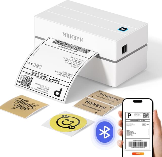 چاپگر لیبل ارسال حرارتی MUNBYN با اتصال Bluetooth، 4x6، مدل 130B سفید چاپگر لیبل ارسال حرارتی MUNBYN با اتصال Bluetooth، 4x6، مدل 130B سفید