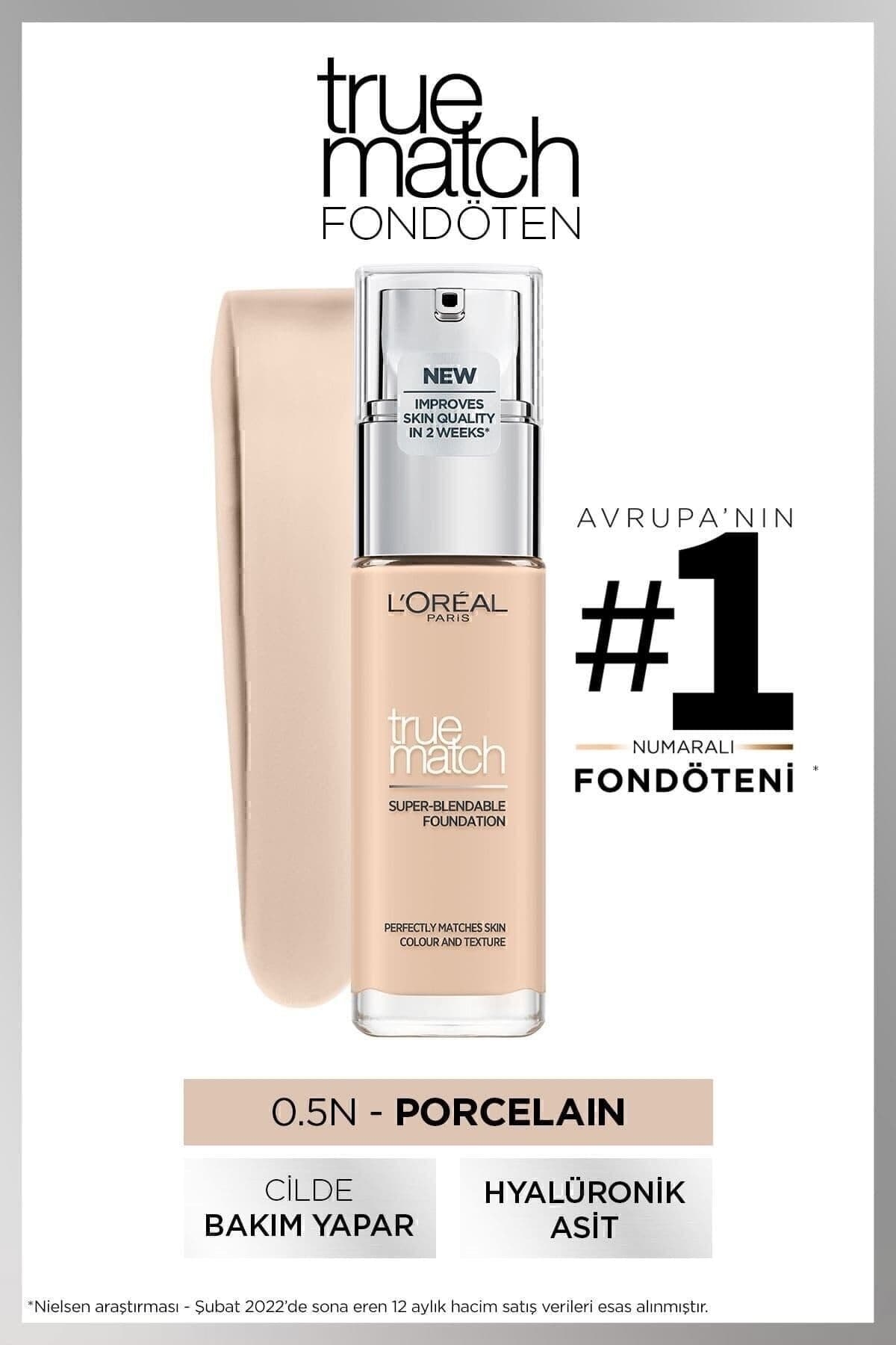 فاندیشن L'Oreal Paris مدل True Match مراقبتی کد 0.5N رنگ پورسلین فاندیشن L'Oreal Paris مدل True Match مراقبتی کد 0.5N رنگ پورسلین