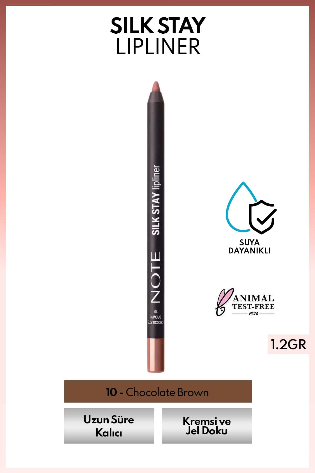 مداد لب Note Cosmetics Silk Stay ابریشمی ضدآب قهوهای شکلاتی مدل 10 مداد لب Note Cosmetics Silk Stay ابریشمی ضدآب قهوهای شکلاتی مدل 10