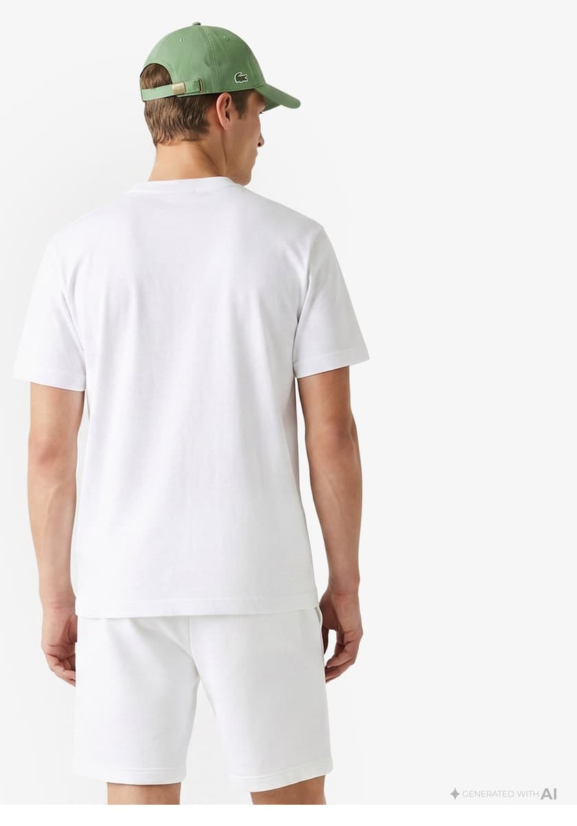 تیشرت یونیسکس Lacoste یقه گرد سفید پنبهای ارگانیک فیت آزاد تیشرت یونیسکس Lacoste یقه گرد سفید پنبهای ارگانیک فیت آزاد