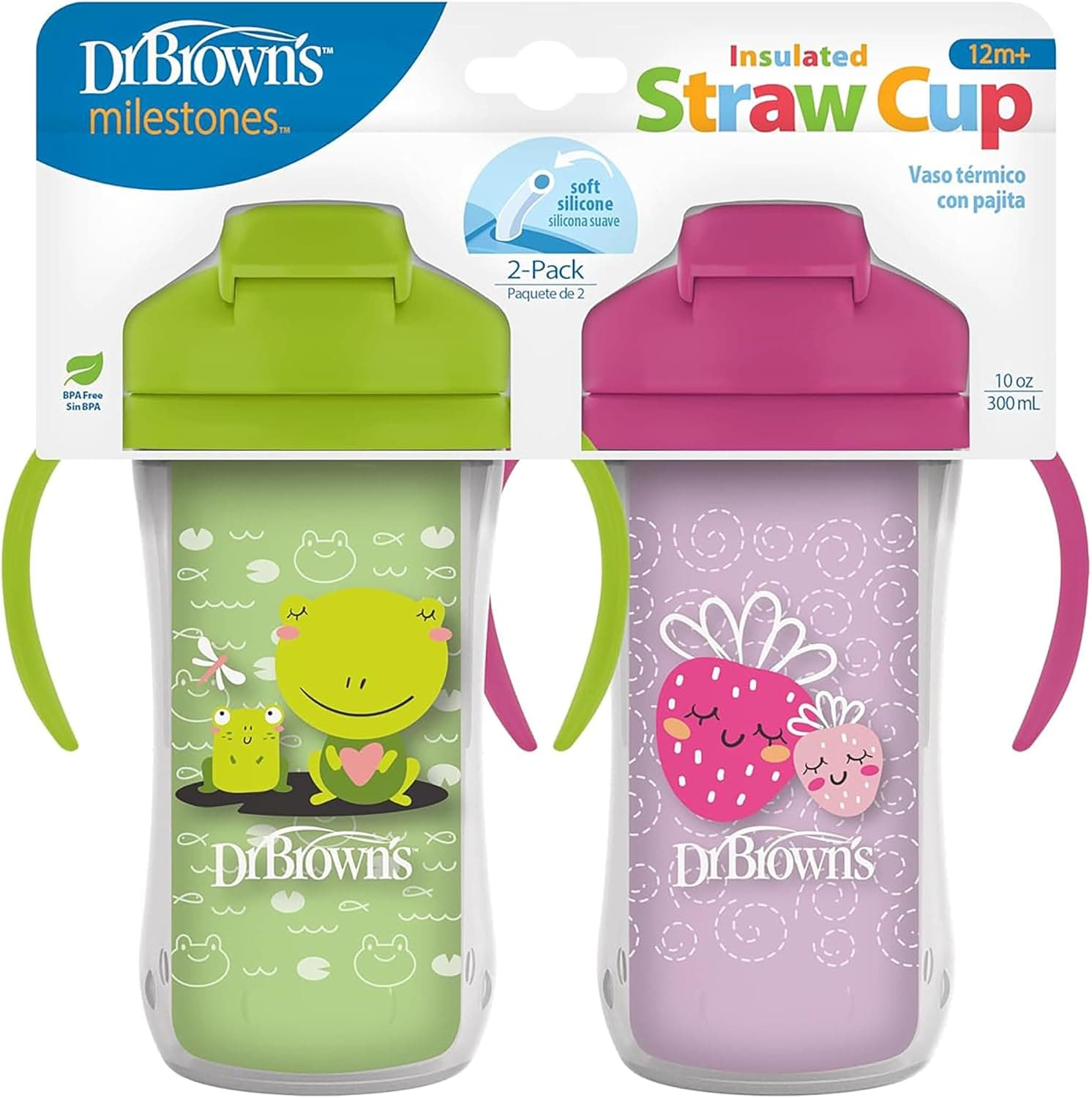 لیوان آبخوری Dr. Brown's Milestones عایقدار با نی 2-Pack آبی سبز 300 mL لیوان آبخوری Dr. Brown's Milestones عایقدار با نی 2-Pack آبی سبز 300 mL