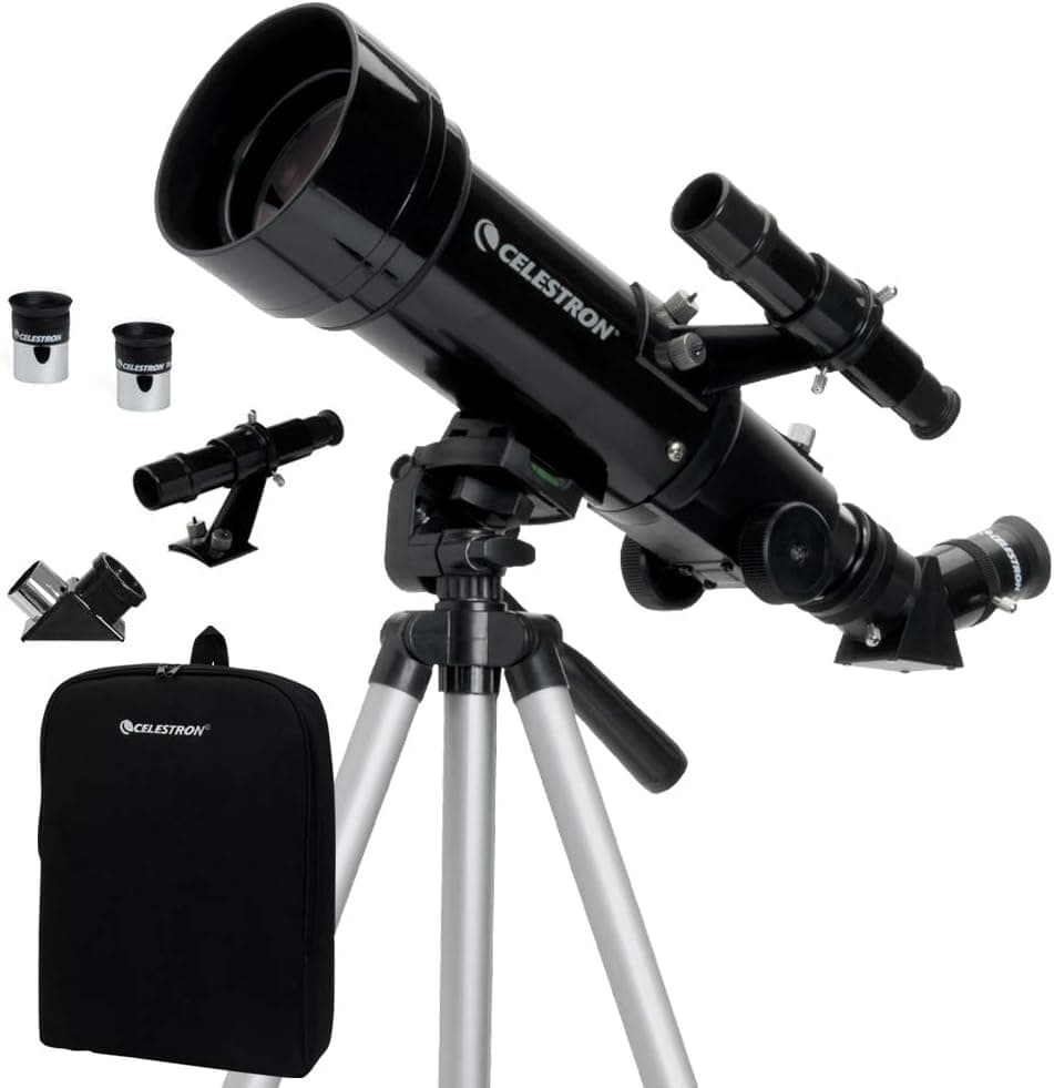 کیت تلسکوپ شکستی Celestron Travel Scope 70 همراه کولهپشتی، چشمی 4mm و لنز بارلو 3x مشکی مدل 21035-ADS کیت تلسکوپ شکستی Celestron Travel Scope 70 همراه کولهپشتی، چشمی 4mm و لنز بارلو 3x مشکی مدل 21035-ADS