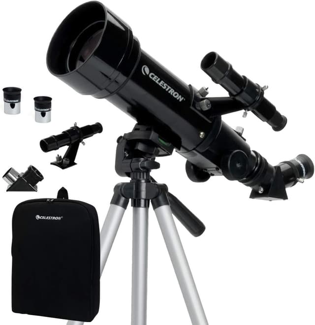 کیت تلسکوپ شکستی Celestron Travel Scope 70 همراه کولهپشتی، چشمی 4mm و لنز بارلو 3x مشکی مدل 21035-ADS کیت تلسکوپ شکستی Celestron Travel Scope 70 همراه کولهپشتی، چشمی 4mm و لنز بارلو 3x مشکی مدل 21035-ADS