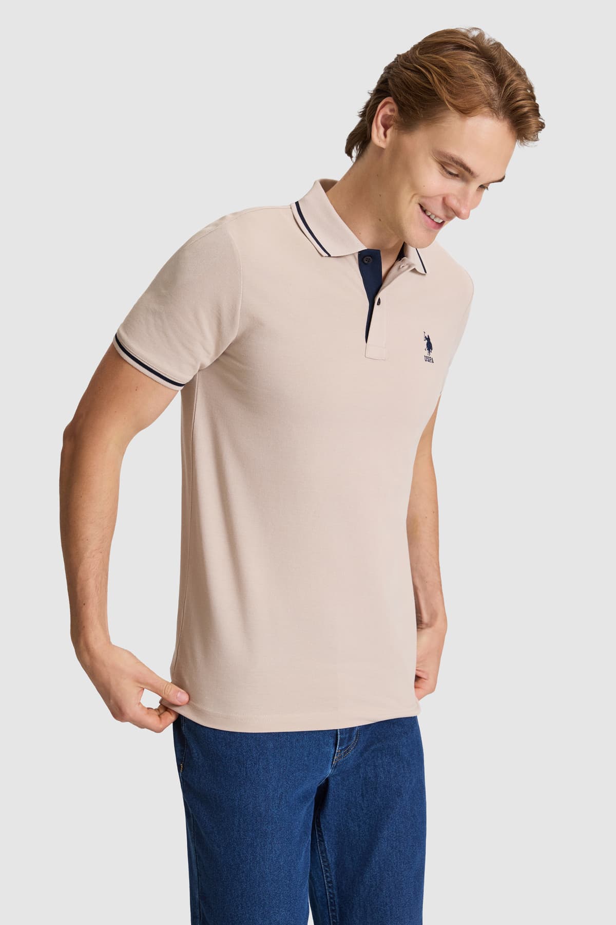 تیشرت مردانه U.S. Polo Assn. اسلیم فیت یقه Polo بیسیک رنگ سنگی مدل 50326975-VR049 تیشرت مردانه U.S. Polo Assn. اسلیم فیت یقه Polo بیسیک رنگ سنگی مدل 50326975-VR049