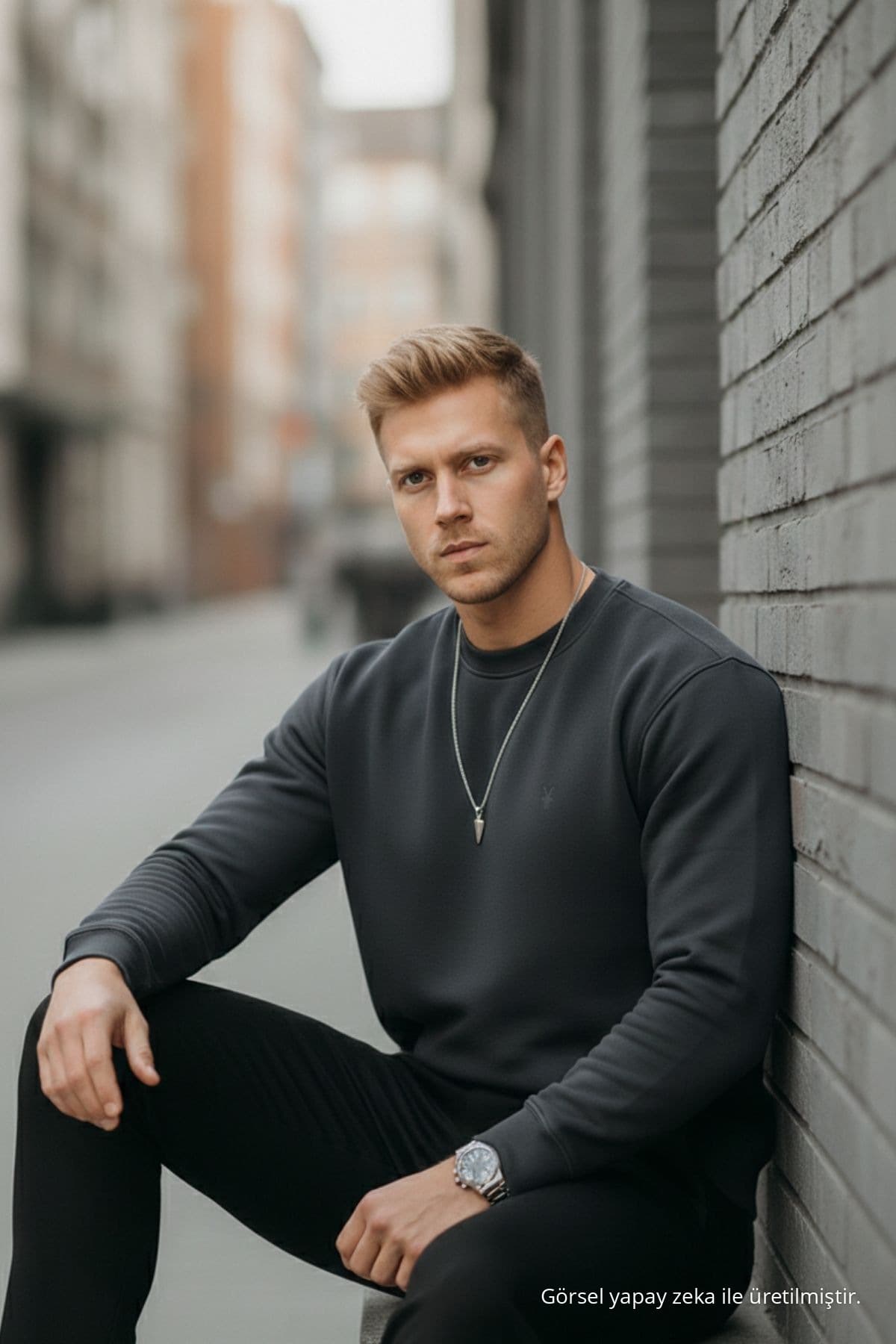 سویشرت مردانه COMBİNE MİCHAİL ساده یقهگرد دودی با فیت ریلکسد رگولار سویشرت مردانه COMBİNE MİCHAİL ساده یقهگرد دودی با فیت ریلکسد رگولار