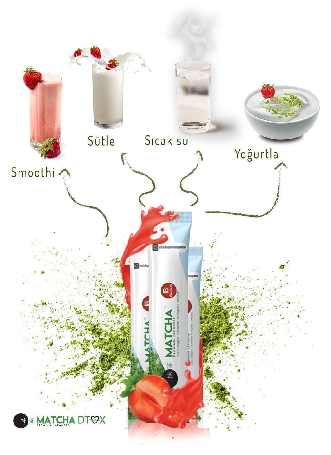 چای ماچا ژاپنی Bilge İlaç با طعم توتفرنگی Detox Burner Form 1 جعبه چای ماچا ژاپنی Bilge İlaç با طعم توتفرنگی Detox Burner Form 1 جعبه
