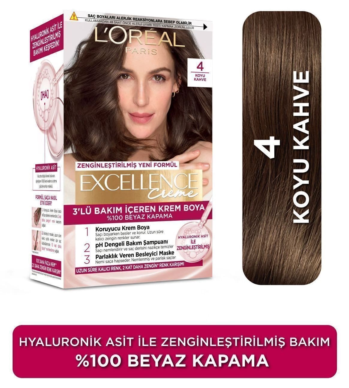 کرم رنگ مو زنانه L'Oreal Paris Excellence Creme قهوهای 4 کرم رنگ مو زنانه L'Oreal Paris Excellence Creme قهوهای 4