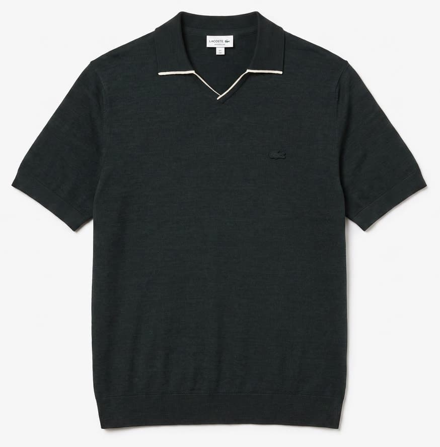 پولوشرت مردانه Lacoste فیت معمولی آستین کوتاه یقه پولو پشمی سبز تیره پولوشرت مردانه Lacoste فیت معمولی آستین کوتاه یقه پولو پشمی سبز تیره