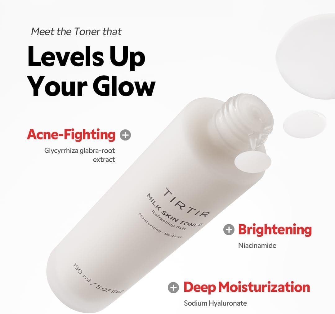 تونر صورت TIRTIR Milk Skin Rice حاوی نیاسینامید، سرامید و عصاره سبوس برنج 5.07 fl.oz. تونر صورت TIRTIR Milk Skin Rice حاوی نیاسینامید، سرامید و عصاره سبوس برنج 5.07 fl.oz.
