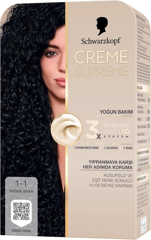 رنگ مو Schwarzkopf مدل Creme Supreme شماره 1-1 مشکی سرد رنگ مو Schwarzkopf مدل Creme Supreme شماره 1-1 مشکی سرد
