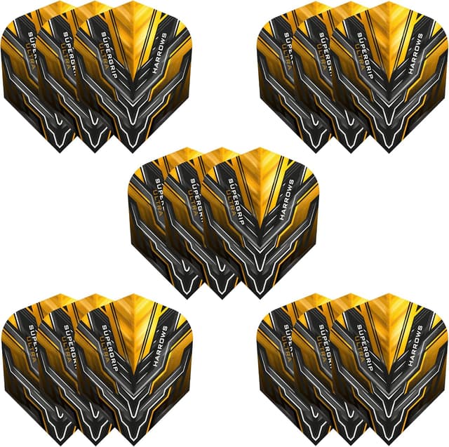 پره دارت Harrows Supergrip Ultra طلایی، 5 ست (مجموع 15 پره)، 100 Micron، مقاوم، ساخت UK پره دارت Harrows Supergrip Ultra طلایی، 5 ست (مجموع 15 پره)، 100 Micron، مقاوم، ساخت UK