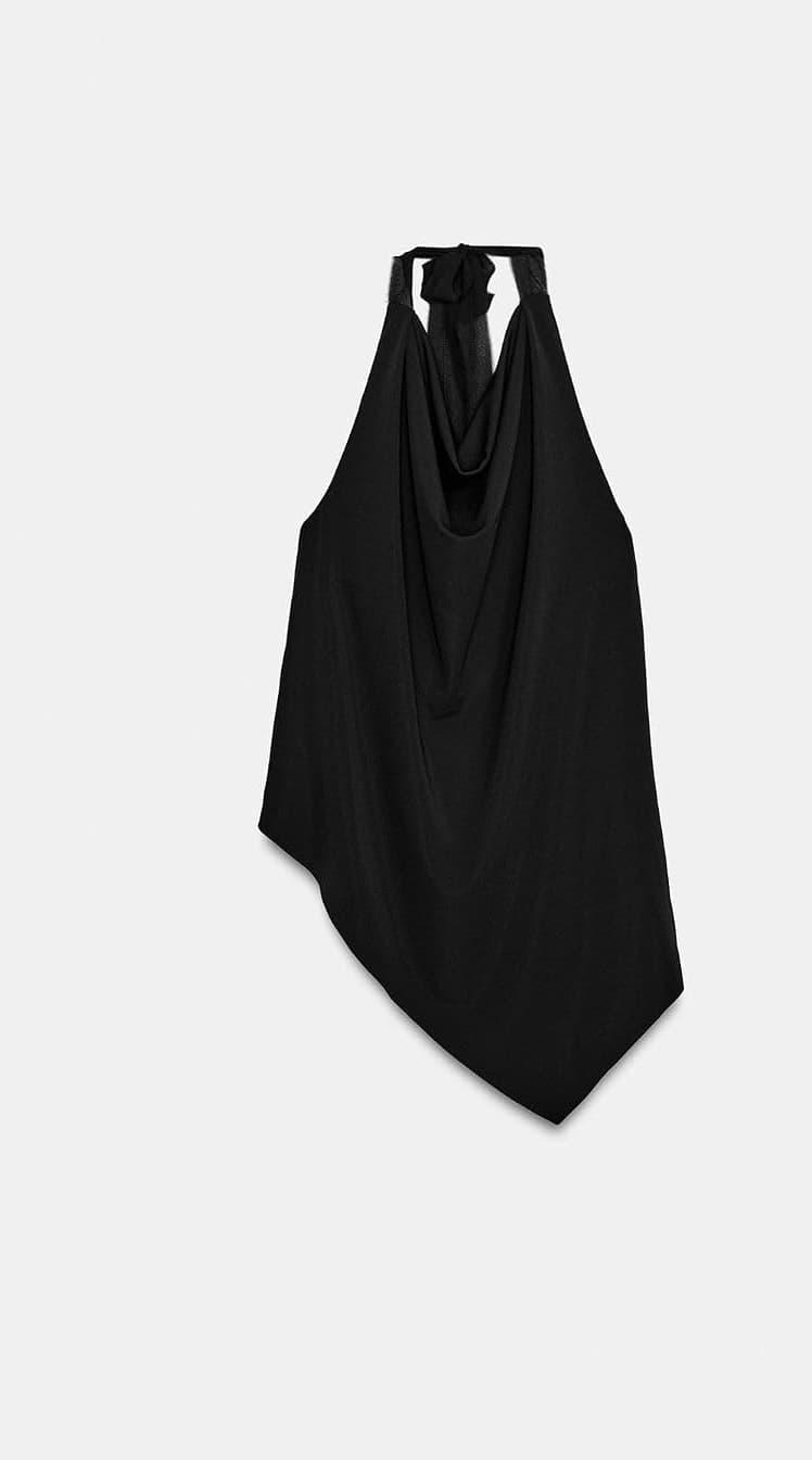 تاپ زنانه ZARA کرپ مشکی Drapeli سایز M تاپ زنانه ZARA کرپ مشکی Drapeli سایز M