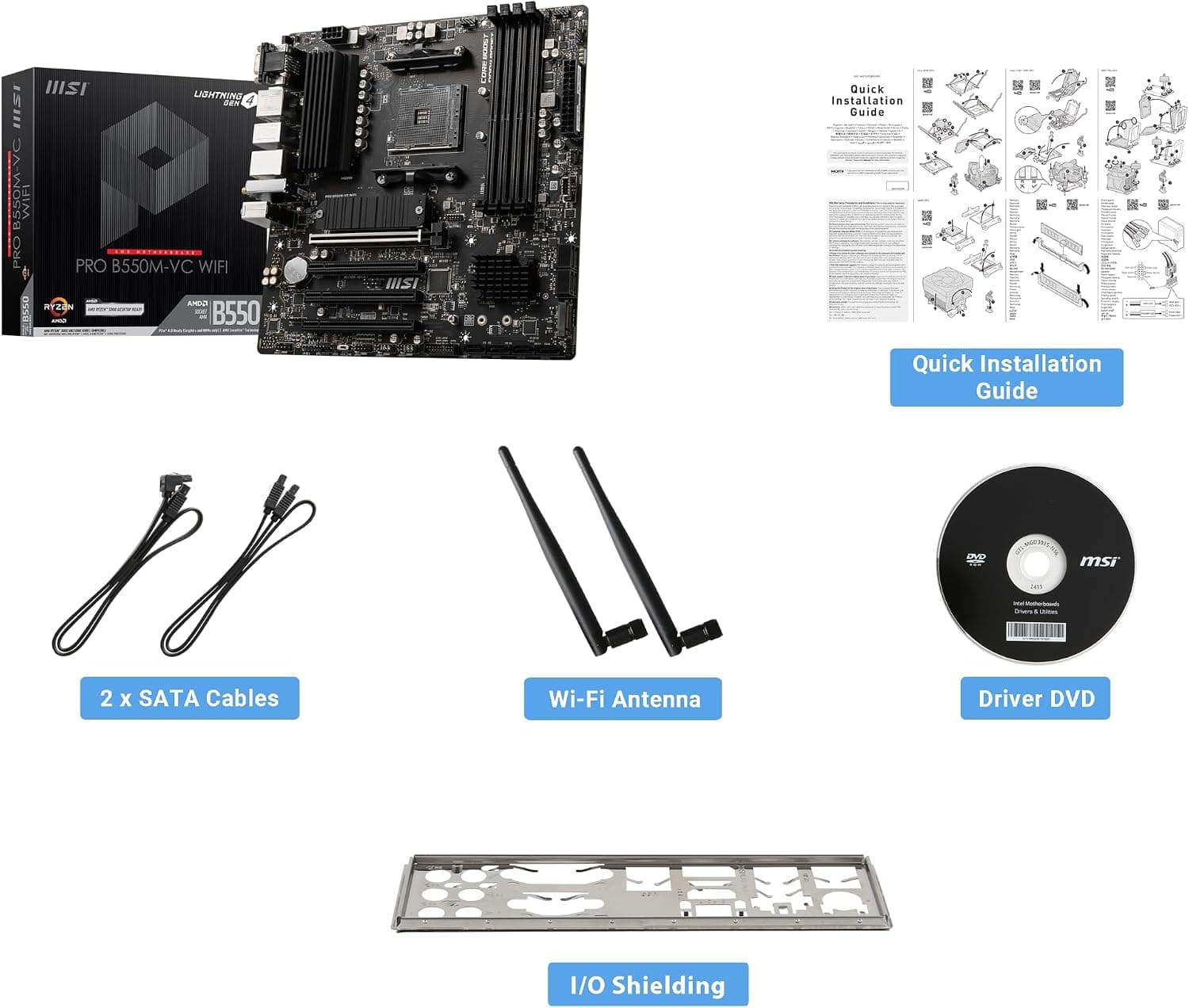 مادربرد MSI سوکت AMD AM4 مدل PRO B550M-VC WiFi ProSeries مادربرد MSI سوکت AMD AM4 مدل PRO B550M-VC WiFi ProSeries