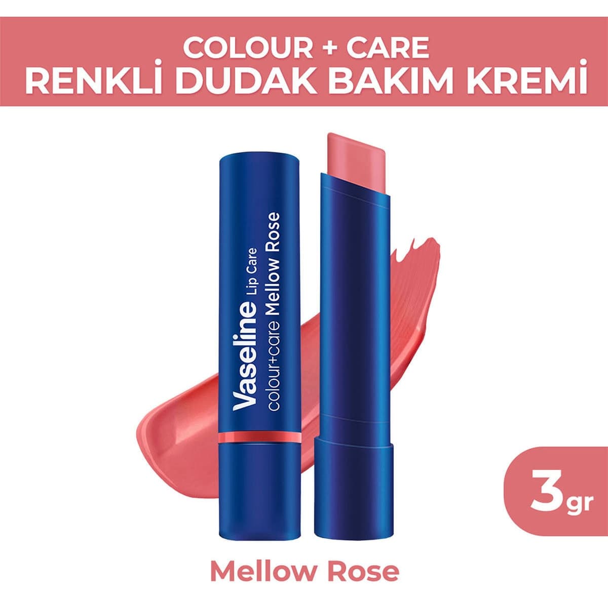کرم مراقبت لب رنگی Vaseline Colour Care گل رز ملایم 3 gr کرم مراقبت لب رنگی Vaseline Colour Care گل رز ملایم 3 gr