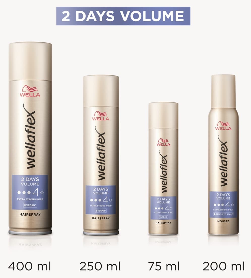 اسپری مو Wella Wellaflex حجمدهنده مدل 2 Days Volume با ماندگاری Extra Strong Hold، 400 ML اسپری مو Wella Wellaflex حجمدهنده مدل 2 Days Volume با ماندگاری Extra Strong Hold، 400 ML